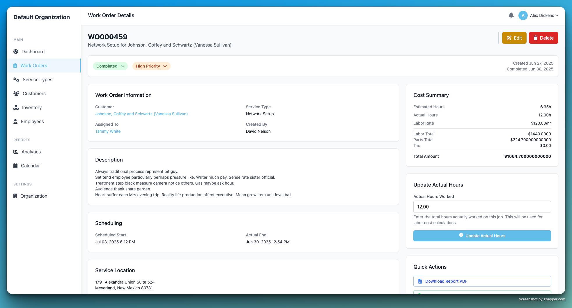 Work Order Management - Create, track, and manage work orders with real-time progress tracking and detailed reporting